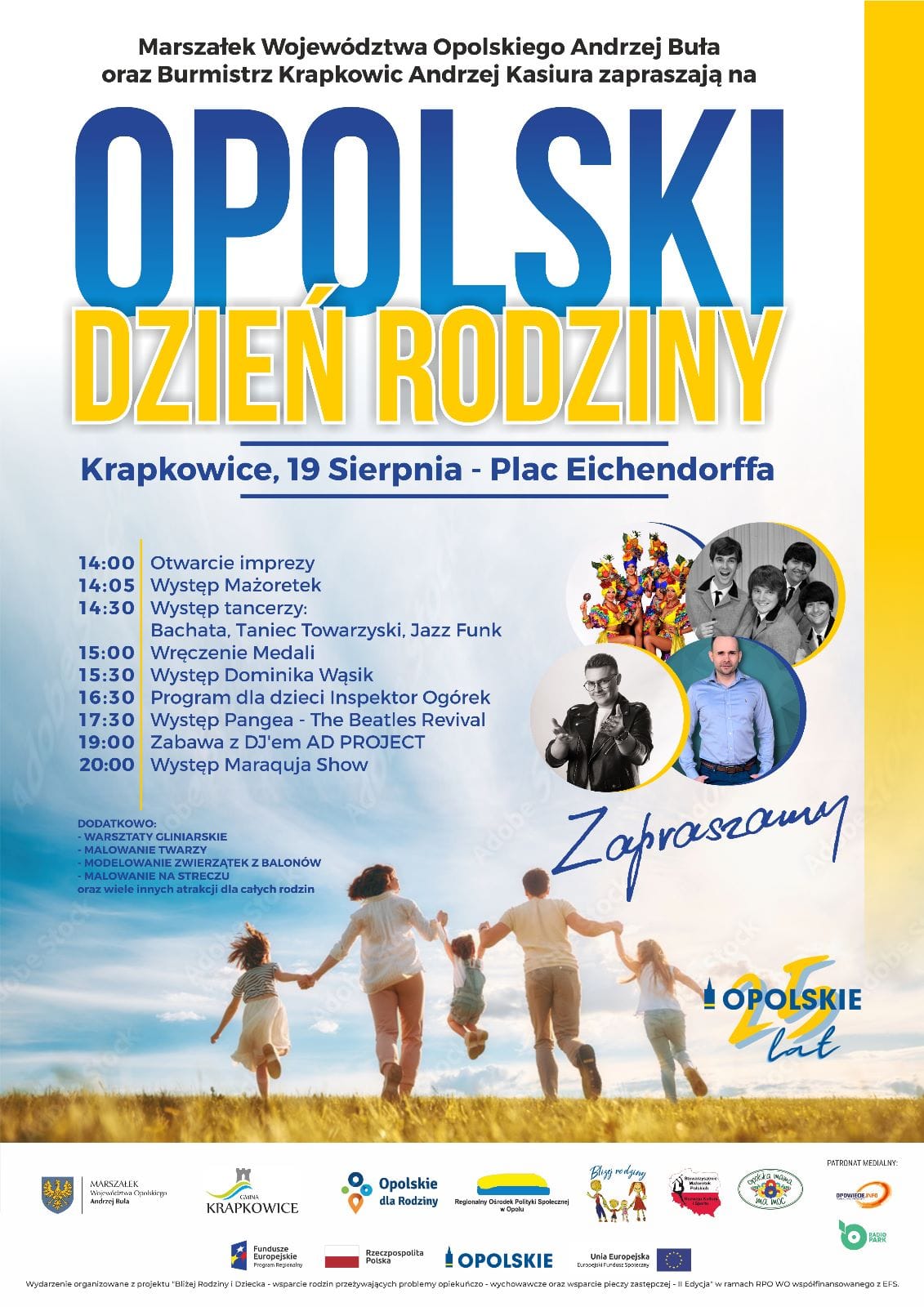 Plakat Opolskiego Dnia Rodziny Krapkowice 19 sierpnia 2023
