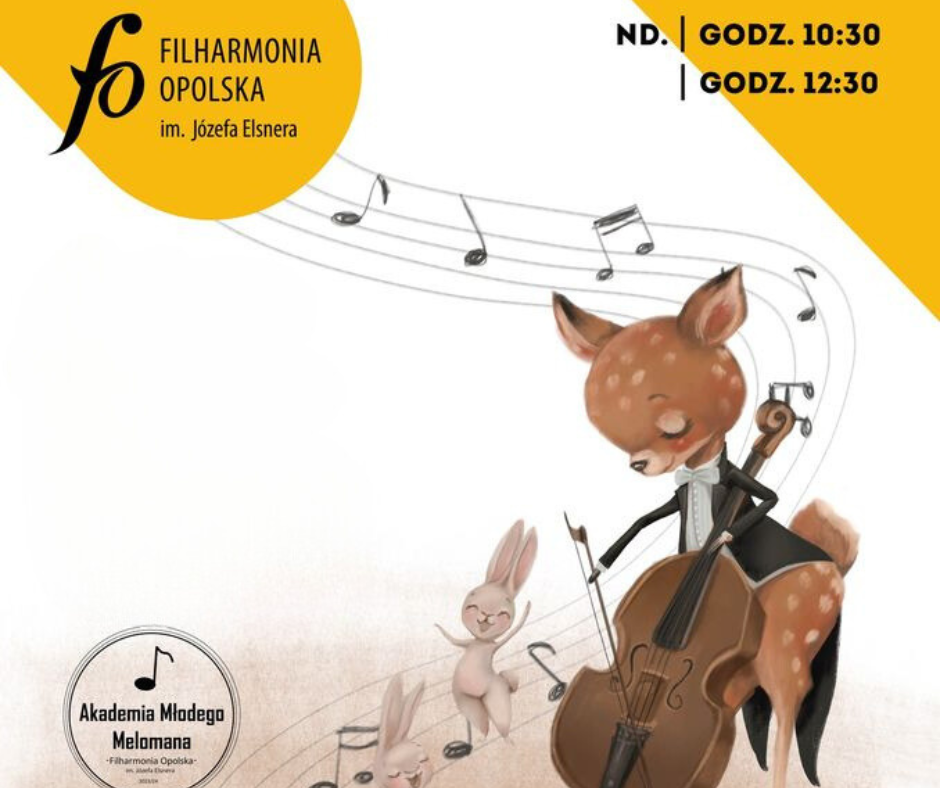 Grafika promująca koncerty rodzinne w Filharmonii Opolskiej 