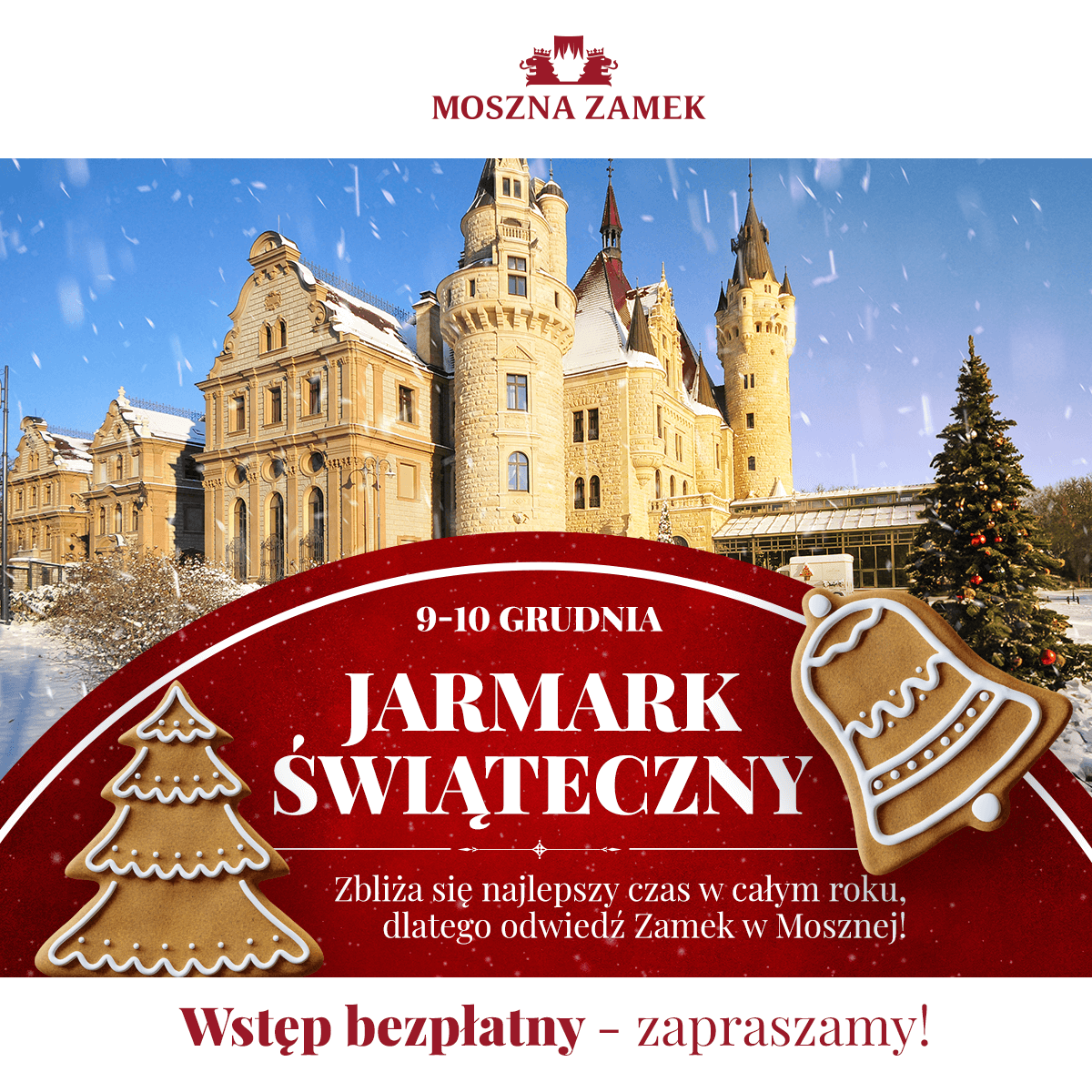 Zaproszenie na Jarmark Świąteczny w Zamku Moszna 8-9 grudnia 2023 roku