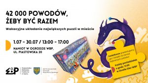 Grafika dot. akcji "Puzzle na wakacje" w WBP 1.07-31.07.2026